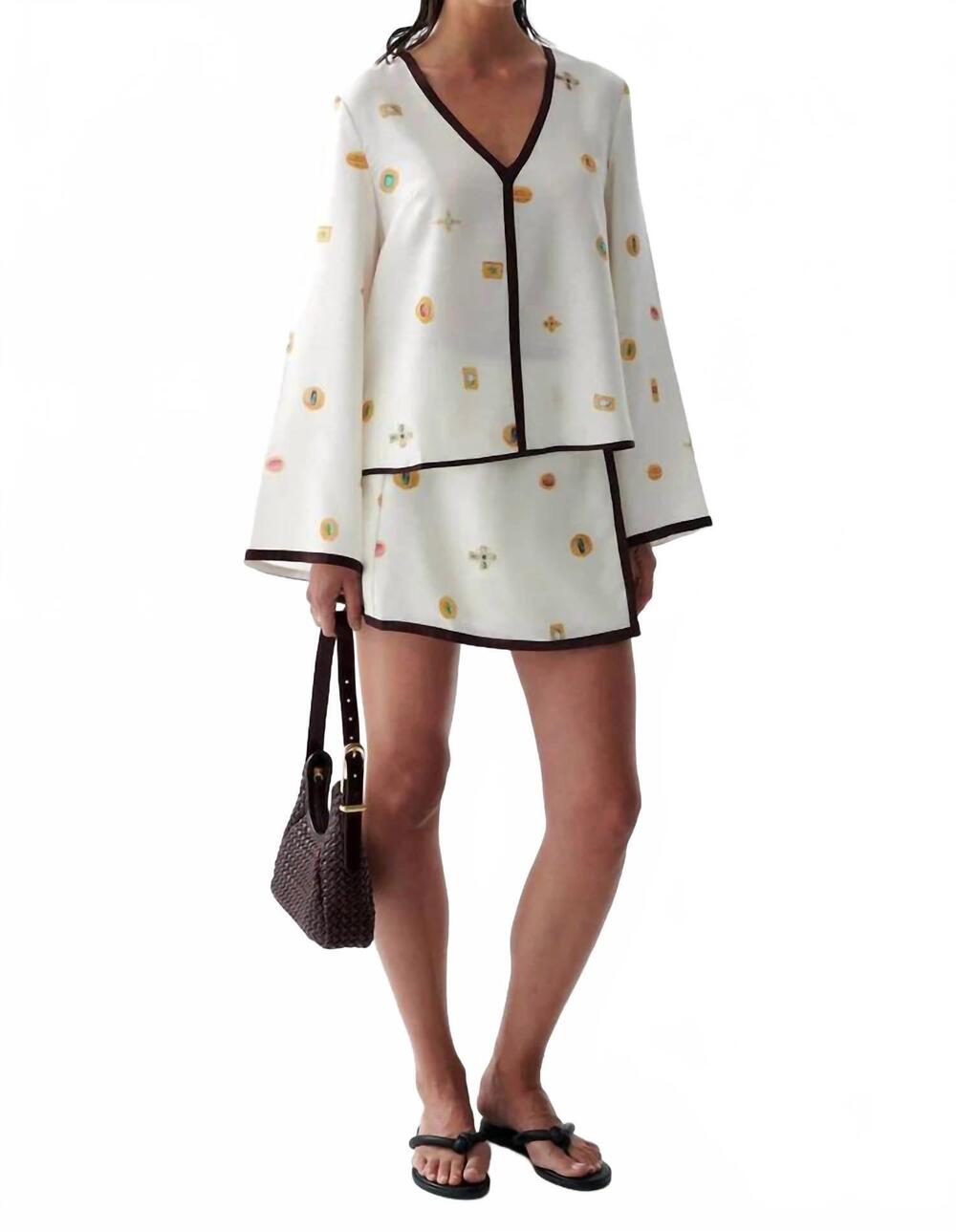 NEW SANCIA melrose long sleeve v-neck top in lueur
